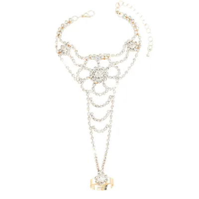 Hot Selling Wholesale Accessories: Colorful Rhinestone Finger Bracelet Chain Jewelry