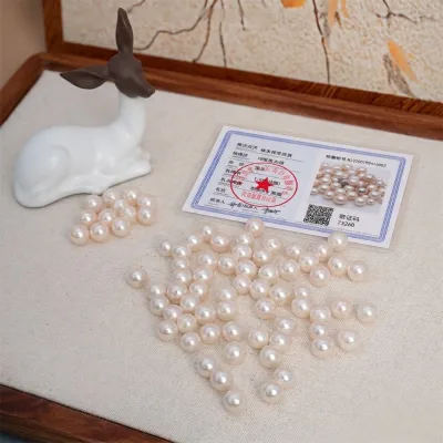 Integrity Pearl 6.5-7mm Half Drilled Japanese Akoya Natural Sea Water Pearls Natural White Third Party Certified