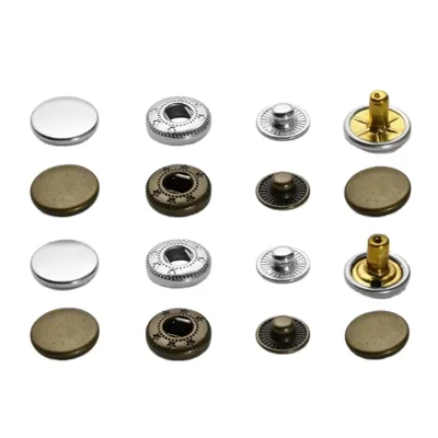 Factory Customized Eco-Friendly Two-Sided Snaps 12.5mm 633 Four-Hits Buckle Perfect Fit Clothing Buttons Rectangle Pattern Brass