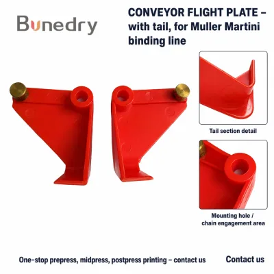 Conveyor Chain Flight Plate with Tail for Muller Martini Binding Production Line Printing Book Block Pusher Spare Parts