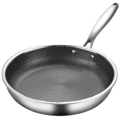New 3.5mm Thickness 5ply Stainless Steel Frying Pan PTFE Free Micro Dot Induction Food G8 Ceramic Coating Nonstick Cooking Pan