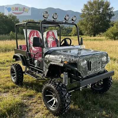 Heavy Duty 250cc Mini Jeep Gasoline Car With Cargo Box Orchard Harvest Delivery Working Vehicle