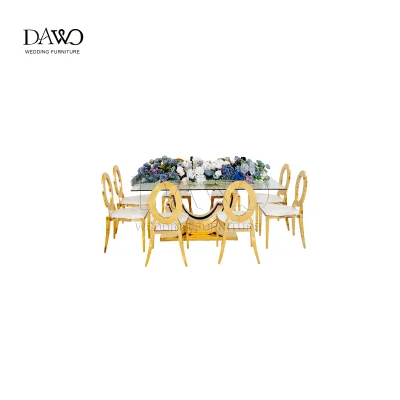 Contemporary Sculptural Double U Gold Base Table Premium Wedding Interior Decor