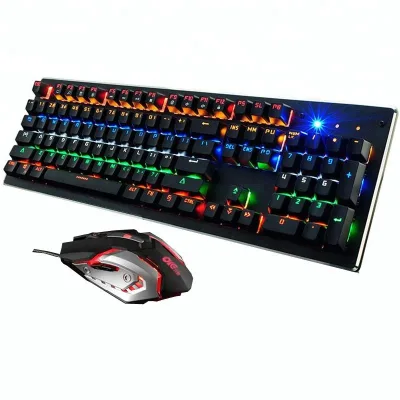 Mechanical Keyboard and Mouse with Metal Panel and Marco Mouse Gaming Keyboard and Mouse Combos Gamer Wireless Keyboard