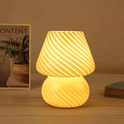 Modern Simple Glass LED Bedside Lamp with USB Port DC Power Supply Warm White Light for Bedroom