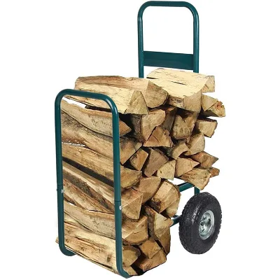 JH-Mech Large Capacity Firewood Log Holder Cart for Transport and Storage Portable Durable Heavy Duty Cart Trolley for Logs