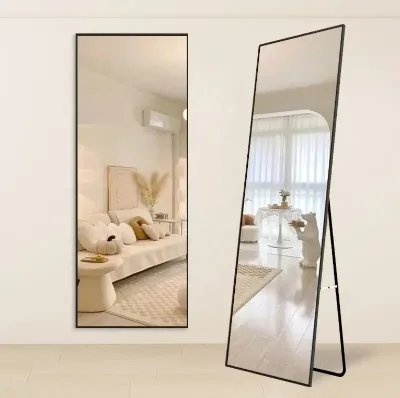 Modern Home High-Grade Metal Frame Full Body Dressing Mirror Large Glass Stand for Girls Bedroom Makeup Bathroom Use Factory