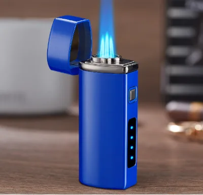 Torch Lighter Triple Jet Flame Lighter Cigar Torch Lighter Adjustable Windproof Refillable Butane and Electric Rechargeable