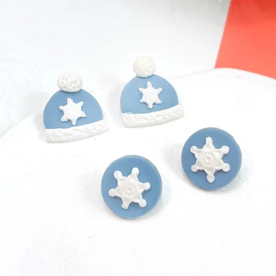 Hot Sale Handmade Polymer Clay Cute Animal Christmas Snowman Sock Santa Claus Elk Earrings Jewelry for Women Gift