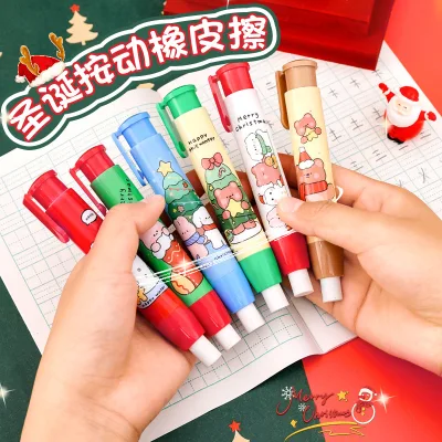 Kawaii Christmas Theme Eraser Pressing Eraser Cute Writing Drawing Rubber Pencil Erasers Stationery Kids Gifts Back to School