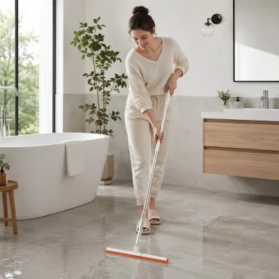 96-135cm Adjustable Floor Squeegee 50cm Wide Silicone Blade Aluminum Alloy 360 Swivel Head Kitchen Bathroom Floor Squeegee