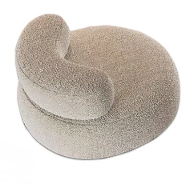 Modern Luxury Chesterfield Style Single Seat Moon Sofa Lamb Wool Fabric Vacuum Compressed for Luxury Living Room Hotel/Villa