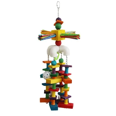 Wholesale Large Sustainable Wooden Rotating Gnaw Bird Toy for Parrot and Cage Decoration