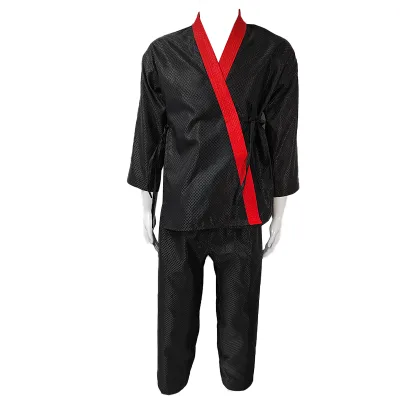Wkf Karate Uniform Sports Large Lattice Black Professional Karate Kungfu Suits for Martial Arts