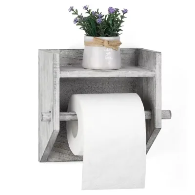 Bathroom Wood Toilet Paper Shelf Wooden Toilet Paper Roll Organizer Rack Wall Wood Toilet Paper Holder