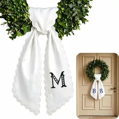 Artificial Wreath Sash Cotton Wreath Ribbon for Front Door Rustic Holiday Home Window Holiday Christmas Halloween Decoration