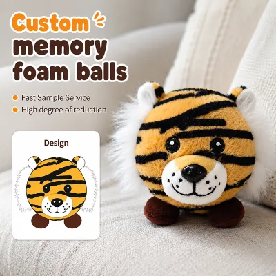 Custom Cute PP Cotton Plush Ball Stuffed Animal Toy Bounce Core Stress Relief Washed Finish Cartoon Animal Cheetah Bouncy Ball
