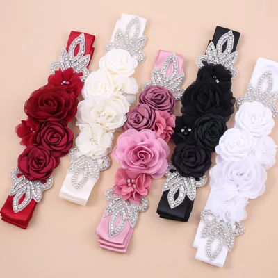 European American Bride Rhinestone Belt Waist Seal Flower Applique for Wedding Accessories 270 cm
