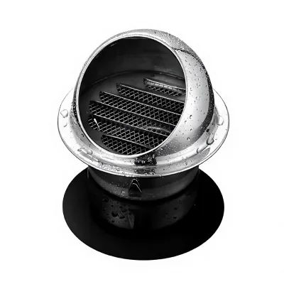 Modern SS304 Stainless Steel Bullnose Wall Vent Cover with Insect Mesh and Polished Chrome Finish for Outdoor and Basement Use