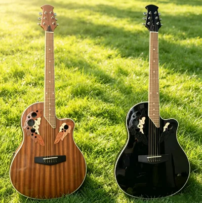 Ready to Ship 41 Inch Carbon Fiber and Wooden Guitar Acoustic-Electric Guitar with Grape Sound Hole And Built-in Pickup