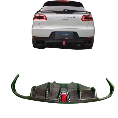 High Quality Carbon Fiber Rear Diffuser Lip Fits for Porsche Macan 2014 - 2019 Rear Bumper Diffuser With LED Light 14-19