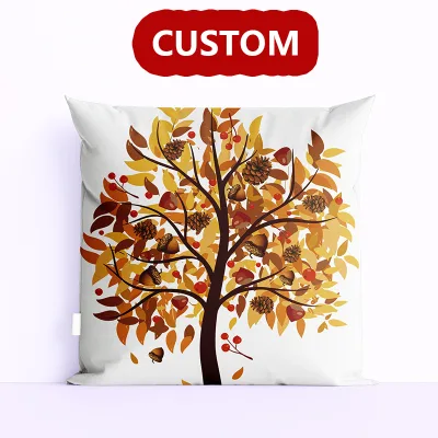 Low MOQ Sublimation White Cushion Cover Heat Transfer Cotton Polyester Blank Pillow Cover Custom DIY Heat Press Pillow Case