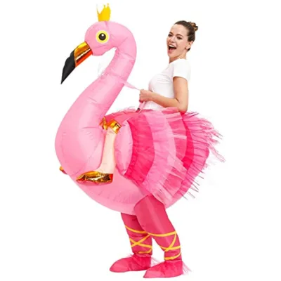 Waterhan Factory Wholesale Christmas Adult Pink PVC Inflatable Flamingo Suit Ellipse Shape 135cm with Packaging