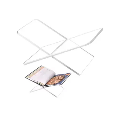 Customized High-end Transparent Handmade Polished Acrylic Book Holder Stands for Desktop Display Reading Bookshelf