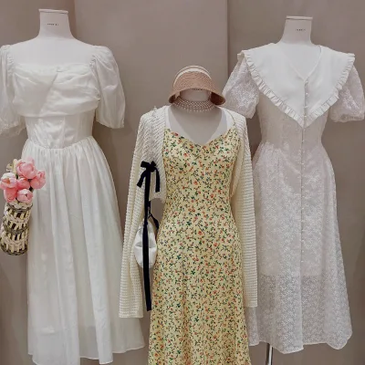 Wholesale Fashion Summer Premium New Lace Women's Clothes Apparel Stock Casual Chiffon Dress