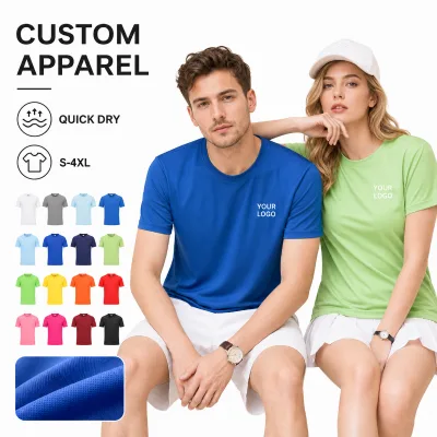 Custom Polyester T Shirt Manufacturer 170gsm Quick Dry Shirt With Screen Printing Heat Transfer Logo for Events Promotion
