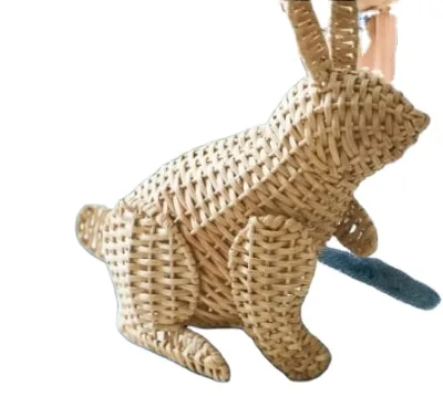 Low Price New Arrived Woven Animal Shape Rattan Basket Natural Handcrafted Rattan Bunny Basket Kid Toy Nursery Storage