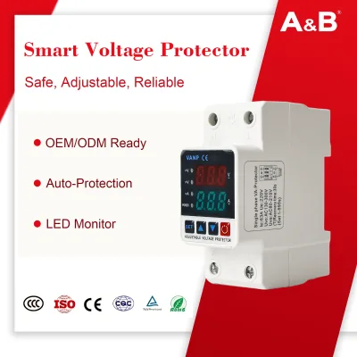 LED Display Digital Voltage Protector AC220V Adjustable Over/Under Voltage Protection Device Overcurrent Protection 40A 63A 80A