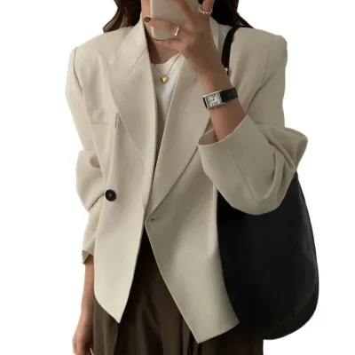 New Arrival for Autumn Ins Korean-style High-end Breathable Casual Short Canvas Single-button Suit Jacket