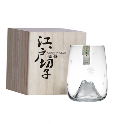 Handmade Japanese Autumn Mountain Crystal Whiskey/Brandy Snifter Glass Sweethearts Cherry Blossoms Design White 280ml Business