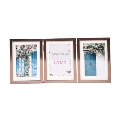 Gold Silver Color 4x6 Inch Three Frame Joint Hinges Modern Fashion Aluminum Photo Picture Display Metal Poster Display Frame Set