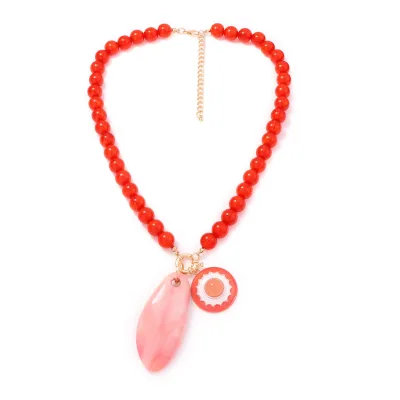 Vintage Bohemian Acrylic Resin Beaded Necklace Large Drop Teardrop Pendant Choker Style Beach Summer Jewelry Gift for Women