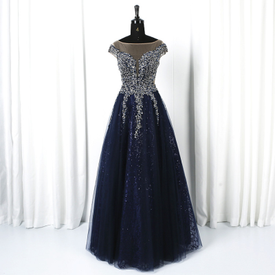 Latest Designs Vintage Tulle Lace Heavy Beaded Dress Prom Luxury Evening Gown Evening Ball Gown Dress