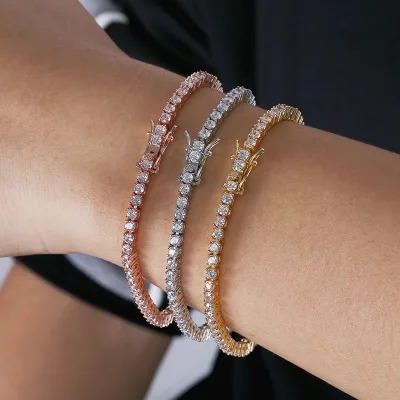 3mm AAA Clear Cubic Zirconia Bing Bling Tennis Bracelet for Men and Women Fashion