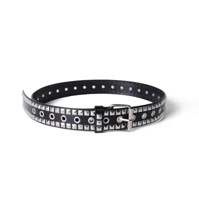 Men's Punk Rock Style Square Rivet Belt Fashionable Belts With Metal Eyelet Pin Buckle