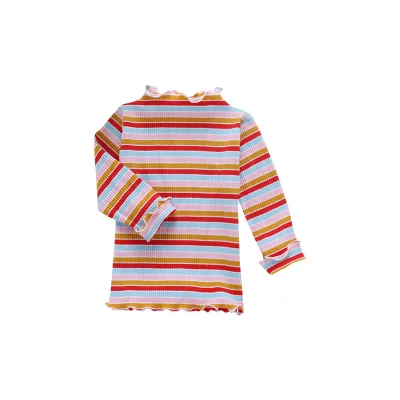 Casual Girls T-Shirt Striped Long Sleeve Bottoming Shirt Top O-Neck Cotton for Babies