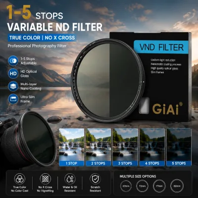 1-5 Stop VND Filter Camera Lens Neutral Density Filter True Color Photography Filter for Canon Sony Nikon DSLR Mirrorless Camera