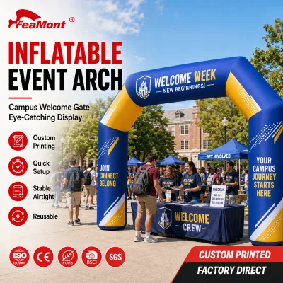 FEAMONT Durable PU Coated Airtight Inflatable Arch for School Outdoor Sports Day Event Decoration, Reinforced Seam Design