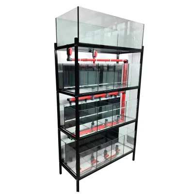 Custom NEW Commercial Solid Aquarium Rack System with Ultra Clear Glass for Fish Tank Greenhouse & Solar Applications