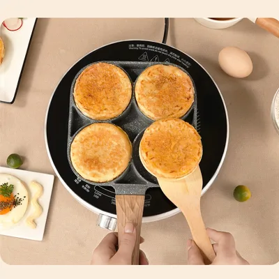 New Square Fry Pan Cookware Miniature Cast Aluminum Four-hole Non-stick Multi-section Cooking Omelette Frying Pan