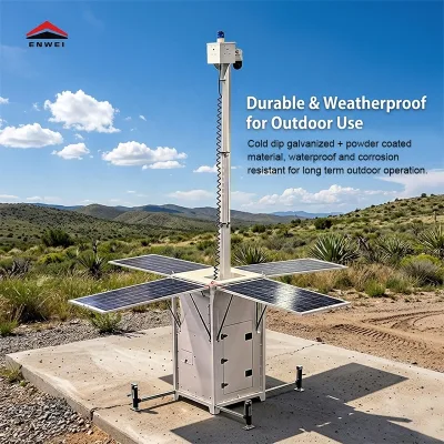 CE Certified Solar Security Tower 4MP/8MP Camera IP65 Waterproof Flexible Deployment Cold Dip Galvanized for Public Property