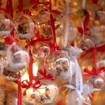 Hot Item Christmas Hanging Two Halves Hollow PVC Clear Plastic Balls Customizable Sizes Logo Printing