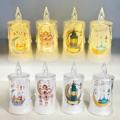 Hot Selling Middle Eastern Moon Castle Pattern Transparent Candlelight Candlestick Pendant Ramadan Party Desktop Decoration