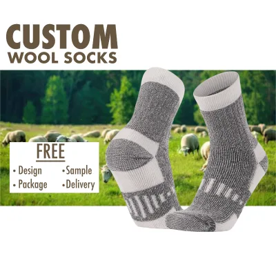 High Quality Custom Merino Wool Socks Thermal Warm Winter Socks Designer Logo Soft Cozy Hiking Wool Socks