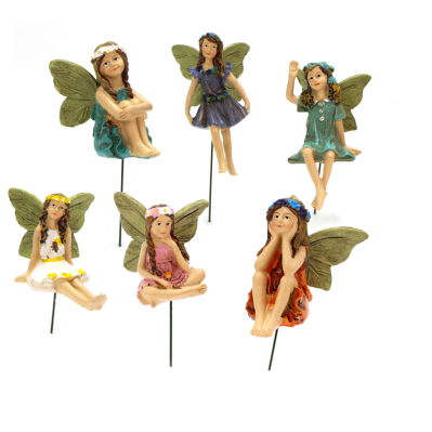 6pcs Resin Fairy Figurines Sitting Fairies Forever Friends for Fairy Garden Craft and Gift Supplies