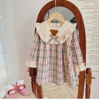 2023spring Children Dresses New Korean Style Fashionable Long-sleeved Cotton Print Skirt Girls Casual Dresses Kids Stylish